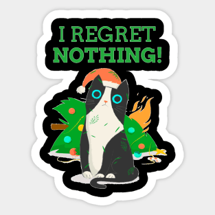 Cat I Regret Nothing Ugly Christmas Sweater Style Funny Sticker